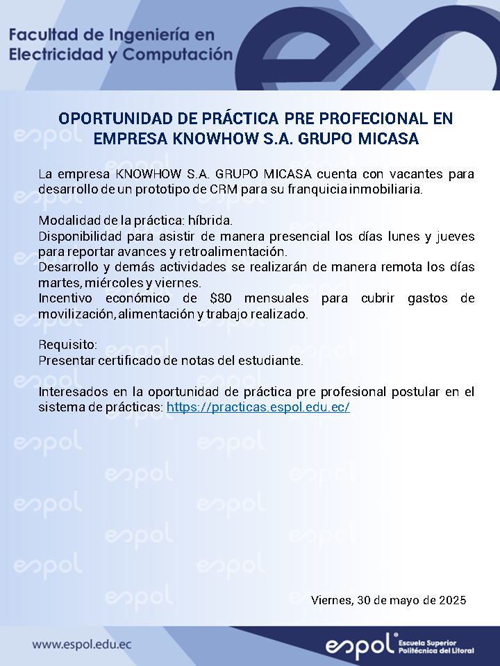 Oportunidad de pasantías en Knowhow S.A.: Ingeniería en Computación