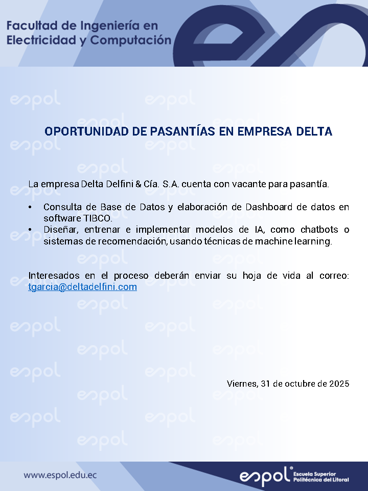 Oportunidad de pasantías en Delta Delfini & Cía S. A.: Ingeniería en Computación