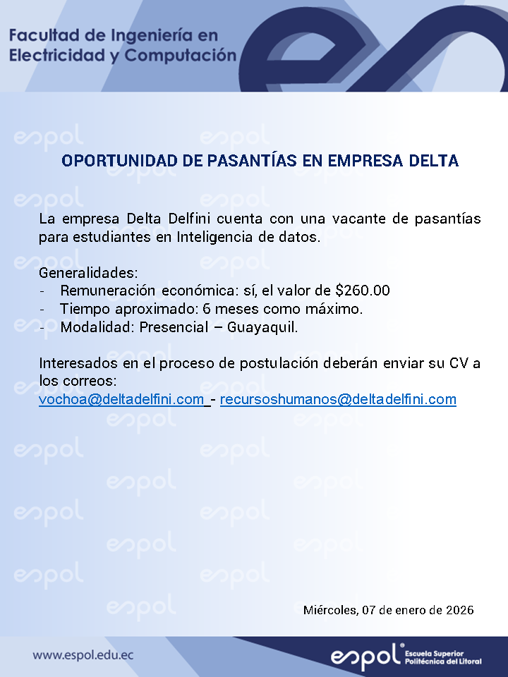 Oportunidad de pasantías en Delta Delfini: Ingeniería en Computación