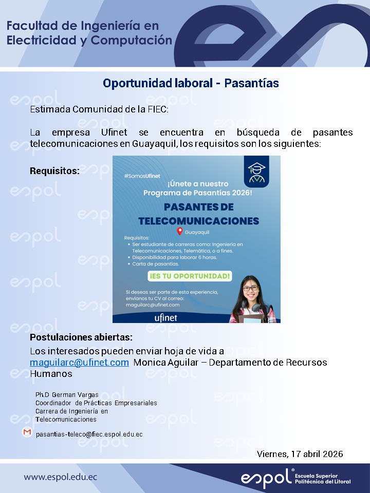 Oportunidad de pasantías en Ufinet: Ingeniería en Telecomunicaciones